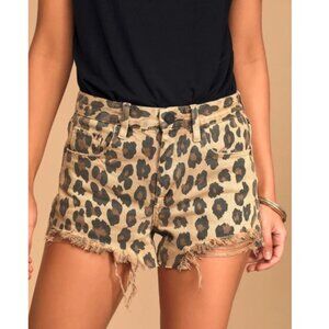BLANK NYC girls Leopard Print Distressed The Mini Barrow Shorts Size 12 NWT
